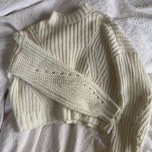 White soft knit hollister mockneck sweater